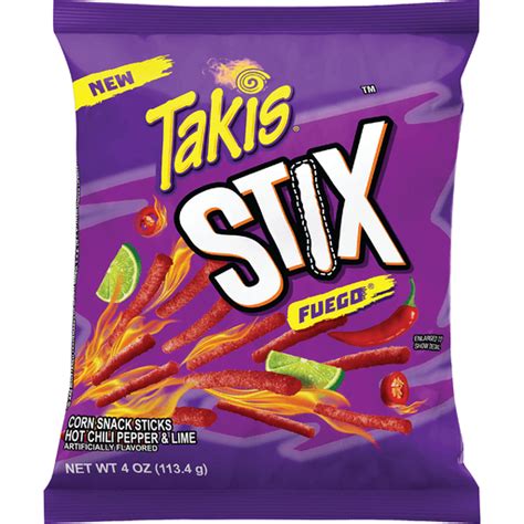 Takis Stix Fuego Hot Chili Pepper Lime Corn Chips Chips Crisps