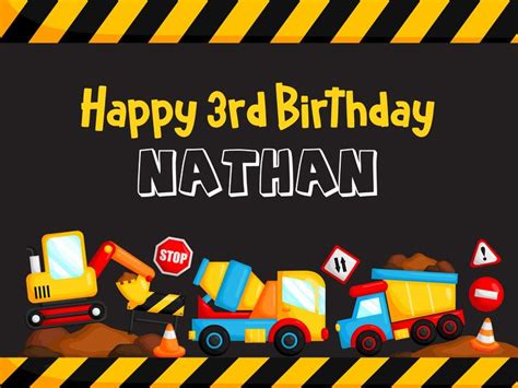 Construction Trucks Personalized Birthday Party Backdrop Toy Etsy