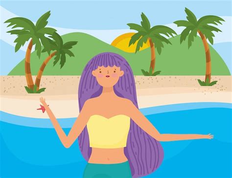 Premium Vector Girl With Summer Swimwear