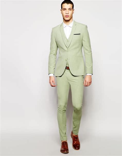 Asos Super Skinny Suit In Sage Green