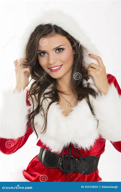 Happy Woman Santa Helper Stock Image Image Of Attractive 35415835