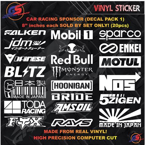 PART 1 20 Pieces Car Racing Sponsor Decals Sticker | Shopee Philippines