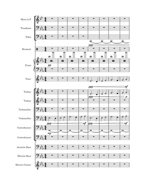 Untitled 10 Long Sheet Music For Piano Trombone Tuba Vocals And More Instruments Mixed