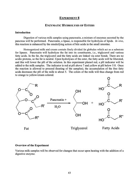 Enzymatic Hydrolysis Of Esters Lab I Just Need Help