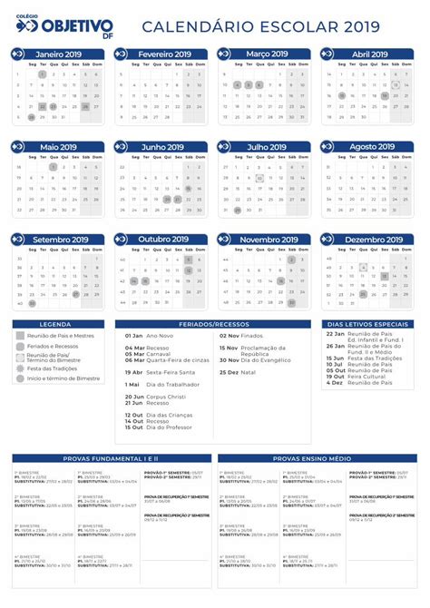 PDF CALENDÁRIO ESCOLAR objetivodf br Seg Ter Qua Qui Sex Sáb Dom