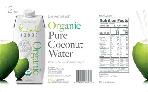 Organic Pure Coconut Water 500ml 12 Pack Life Refreshed Brands Real Coco