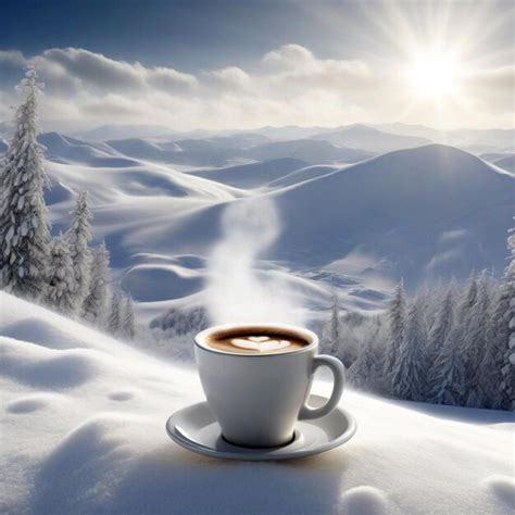 Premium Photo | A cup of coffee in the snow