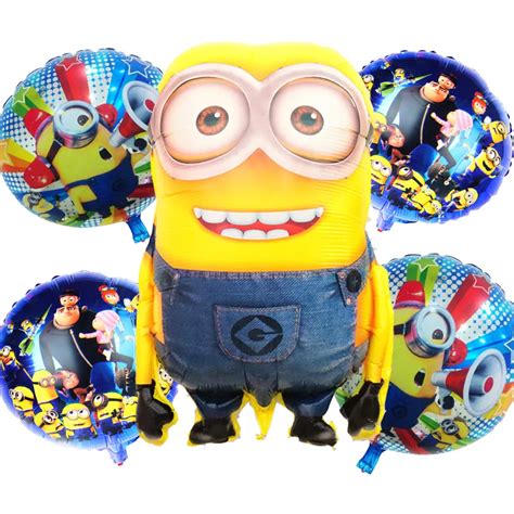 5pcs Lot Despicable Me Minions Foil Balloons Helium Mylar Baloons For