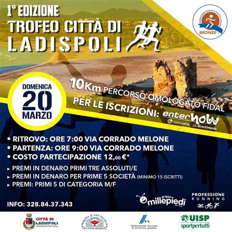 La Millepiedi Tutto Pronto Per Il Trofeo Citt Di Ladispoli Di