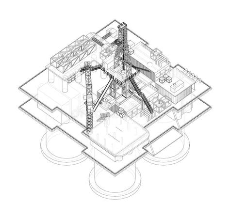 Offshore Oil Rig 3d Illustration Stock Illustration Illustration Of