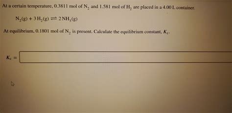 Solved An Equilibrium Mixture Contains 0 400 Mol Of Each Of Chegg