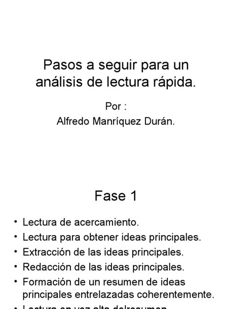 Pasos a seguir para un análisis de lectura