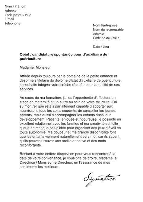 Lettre De Motivation Auxiliaire De Pu Riculture Mod Le De Lettre