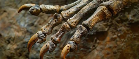 Closeup Of An Iguanodon Hand Fossil Showcasing The Unique Thumb Spike