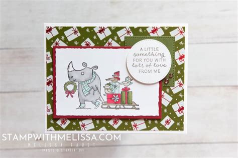 Stampin Up Festive Fun Rhino Card Fancy Fold Card Tutorials