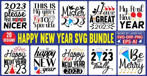 Happy New Year SVG Bundle Bundle · Creative Fabrica