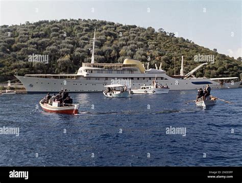 Aristotle Onassis Yacht Christina At Anchor In The Mediterranean In