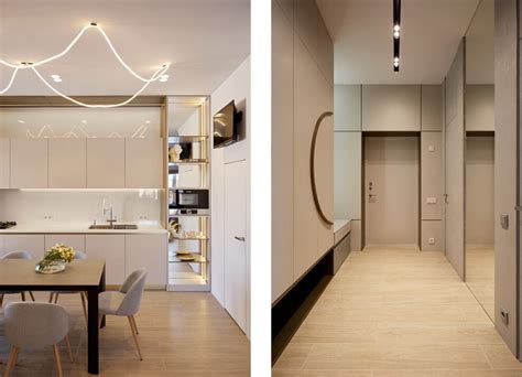 Интерьер кухни в современном стиле с нишей с подсветкой, подсветкой ...