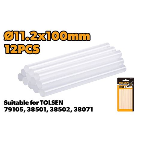 Tolsen 12pcs Hot Melt Glue Stick Set 79110 11 2x100 Mm
