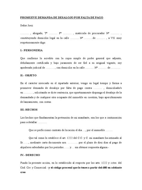 20150812 Desalojo Falta De Pago Demanda Judicial Ley Común