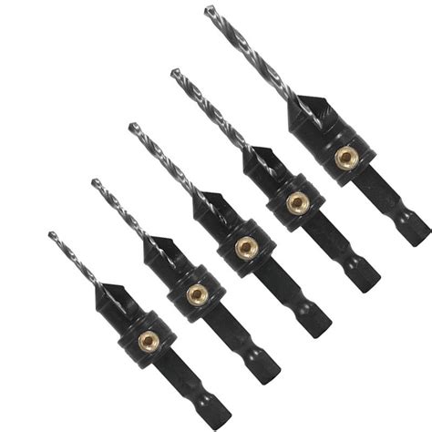 5PCS Hex Shank Single Flute HSS Wood Countersink Drill Bit Set Drill