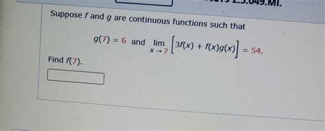 Solved Suppose Fand G Are Continuous Functions Such That