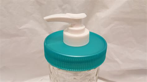 1 Teal Plastic Lid And Pump Mason Jar Soaplotioncondiment Dispenserhand Sanitizer Lid