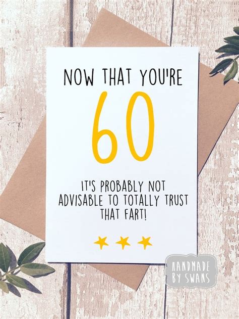 Funny 60th Birthday Card Sixtieth Birthday Funny Card Funny - Etsy