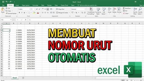 Cara Membuat Nomor Urut Otomatis Microsoft Excel Youtube