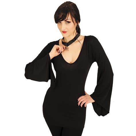 Gothic Elegance V Neck Goth Sleeve Top Black Spiral Direct