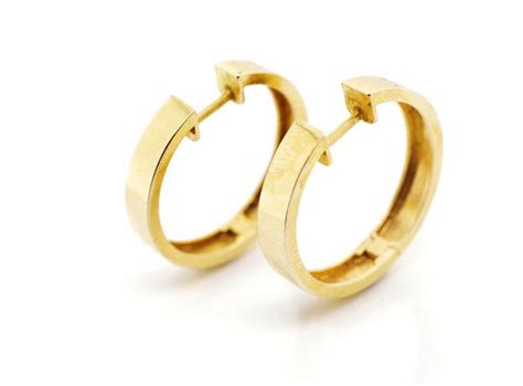 K Yellow Gold Huggie Hoop Earrings Mm Length Earrings Jewellery