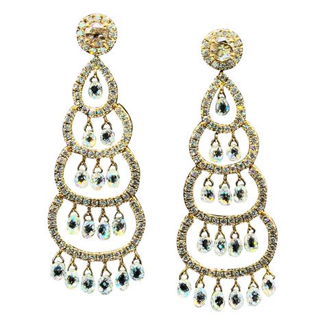 Gold Christmas Tree Diamond Earrings 18K Yellow Gold For Sale at 1stDibs