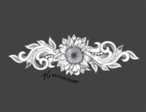 Leather Tooling Element Sunflower Fancy Vines Tracing Design Pattern