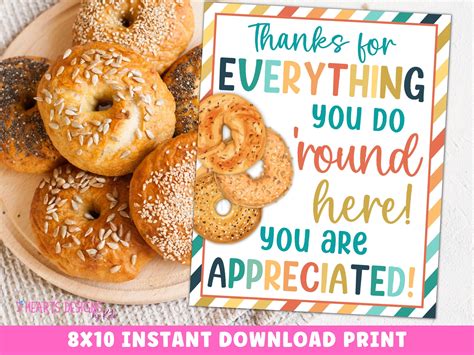 Bagel Appreciation Print Staff Teacher Pto Pta School Instant Download Etsy Appreciation