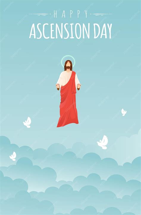 Premium Vector Happy Ascension Day Design With Jesus Christ In Heaven