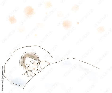 良い夢を見る女性のイラスト アロマ効果で快適な眠り Stock Illustration Adobe Stock