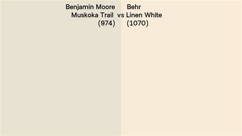 Benjamin Moore Muskoka Trail 974 Vs Behr Linen White 1070 Side By