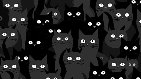 Premium Vector | Cute black cat face with big eyes pattern background 05