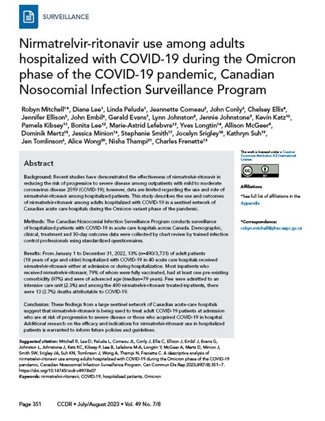 Nirmatrelvir Ritonavir Use With Covid Cnisp Ccdr Canada Ca