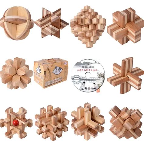 Pcs Lot Bamboo With Cd Toys Classic Iq D Wooden Interlocking Burr