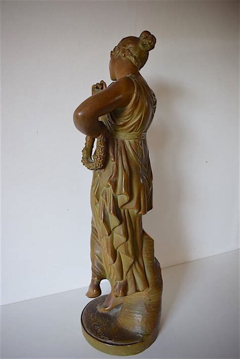 Proantic Statue Terre Cuite Polychrome Danseuse Dapr S