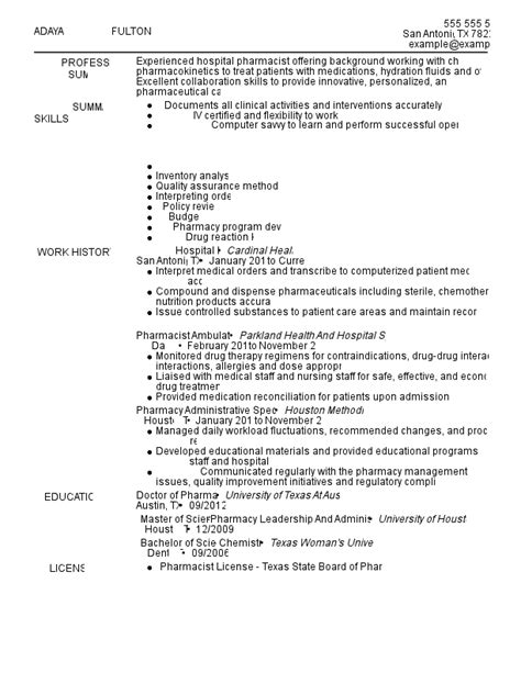 12 Hospital Pharmacist Resume Examples For 2025