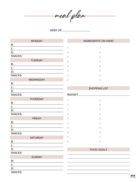 Meal Planning Planner Pages Planner Pages Printabulls