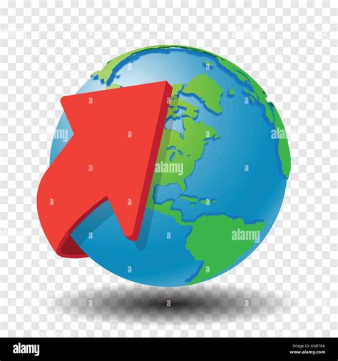 Illustration Red Arrow around Globe on transparent background, signal communication and business ...