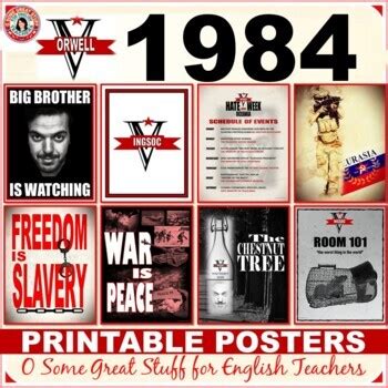 Orwell's 1984 Posters Featuring Slogans and Party Propaganda | TpT