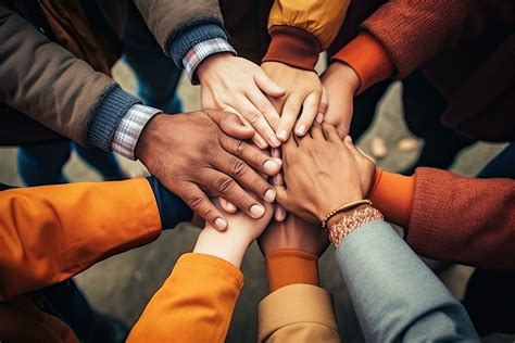 Group Of Multiethnic People Holding Hands Together Diversity Concept