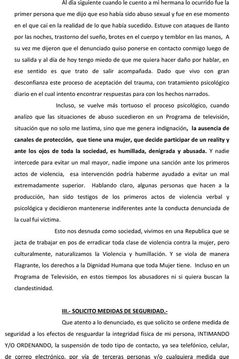 El Texto Completo De La Denuncia De Flor Moyano A Juani Martino Por