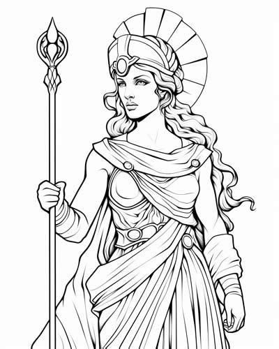 Athena Goddess Of Wisdom Coloring Pages Greek Mythology