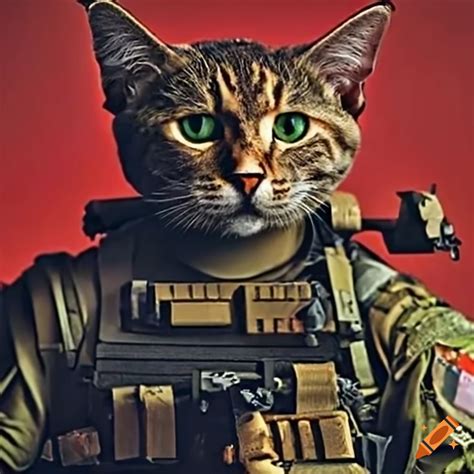 Spotted House Cat Squad Wearing Tactical Gear Infrared Lasers Orange