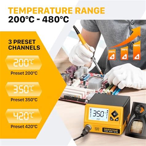 SEEKONE Lötstation 60W Profi Lötkolben Einstellbare Temperatur 200